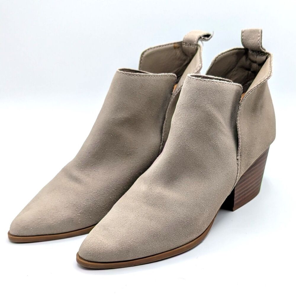 Dolce Vita Shep Taupe Suede Heeled Ankle Booties Block Heel Women's Size 10